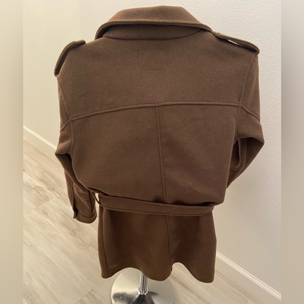 7 For All Mankind Cognac Brown Pea Coat, Sz. M, NWT, $325 MSRP - Picture 8 of 9